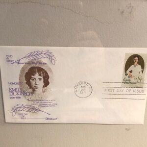 Emily Dickinson - American Poet & First Day Cover Of Her Own Stamp Framed